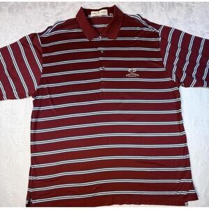 Fairway & Greene Men's Polo Red Striped Shirt XL Bandon Dunes Embroidered